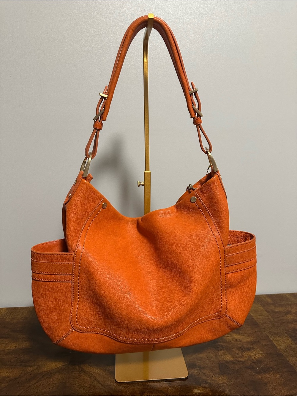 Cole Haan Orange Leather Hobo with Tassel Charm - Picture 2 of 9